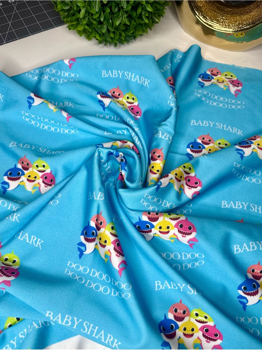 1 Yard Stretch Baby Shark Fabric